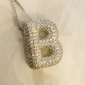 Silver Initial Pendant Necklaces (B) (5103)